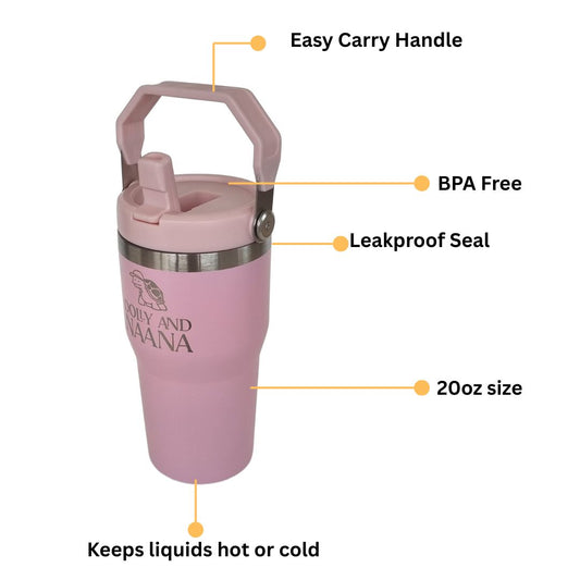 pink insulated stainless steel drink bottle for kids – Dolly & Naana